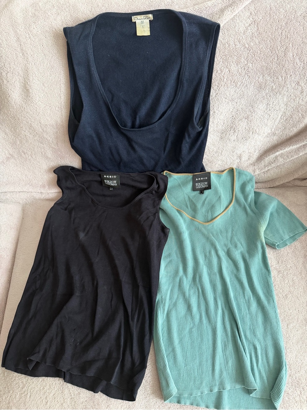 3 Damaged Designer Tops - Akris & Oscar de la Renta